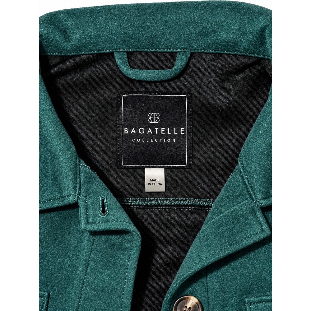 Bagatelle Collection Green Cropped Faux Suede Velvet Feel Jacket Shacket - Picture 2 of 4